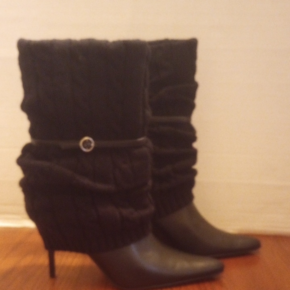 Dollhouse Black Knit Heeled Boots